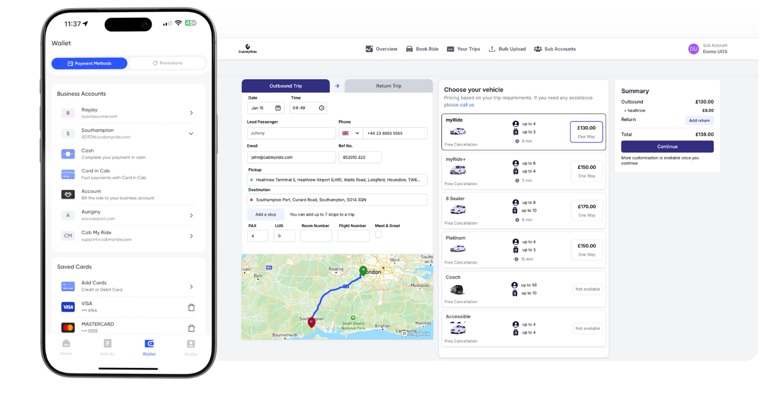 Personal and business account dashboard mockup