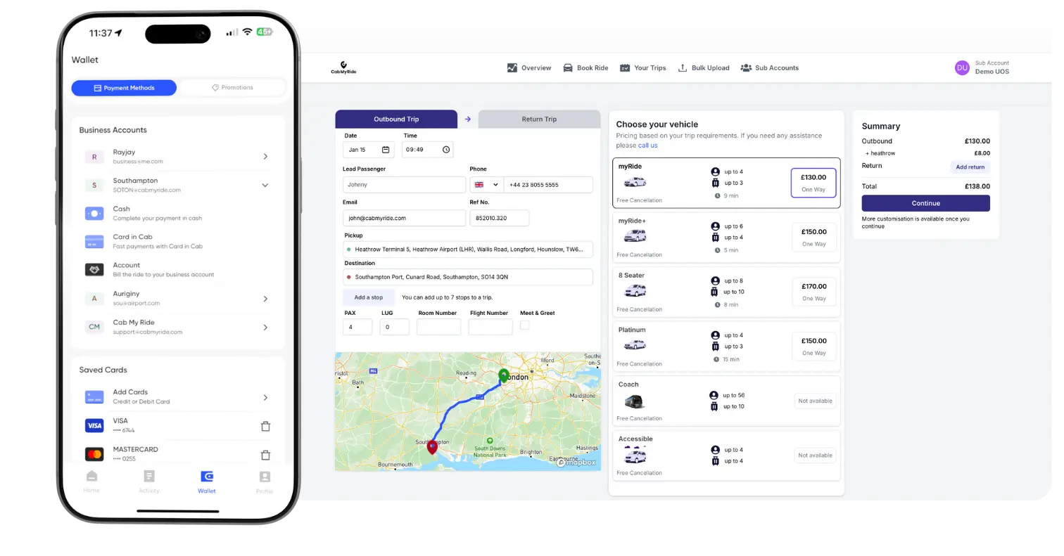 Personal and business account dashboard mockup